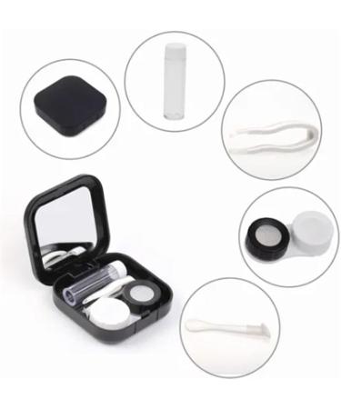 Herchr Portable Contact Lens Container Kit with Mirror - Colorful Mini Storage Box Holder for Travel (Black) - Buy Online on GoSupps.com
