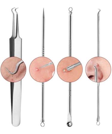 KAV Comedone Extractor Kit 5-Piece Blackhead Remover Tool Set with Storage Case for Acne Prone Skin - Stainless Steel Pimple and Blemish Extractor Tools for Deep Cleansing - Buy Online on GoSupps.com