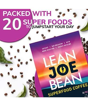 Lean Joe Bean Superfood Coffee | Organic Instant Keto Coffee with Mushrooms, MCT, Collagen, Turmeric, Probiotics & Folate | Mood & Energy Boosting Happy Coffee (24 Count) - Buy Online on GoSupps.com