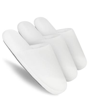 Tlizz7 luxurious spa house shoes fluffy memory foam washable for hotel guest house interior slippers for women and men 3 pairs (pantoufles pour femmes/homme) 3 pair of white 36/37.5 EU wide