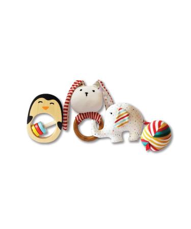 Shumee Bunny Teether Penguin Teether and Elephant & Ball Plush Sensory Toys for Babies