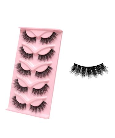 5 Pairs Wispy Mink Lashes Natural Look Eyelashes Volume Lash Extensions Fluffy False Eyelashes Lady Long Strip Lashes Cat Eye Eyelashes Women Fake Fox Eye Lashes Type 10