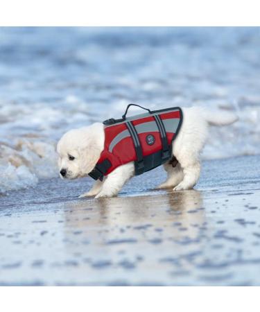 Emust Dog Swimming Vest - Reflective Rescue Vest for Small Dogs | Lifesaver for Swimming Boating & Water | Small Dog Vest in Red - Buy Online on GoSupps.com