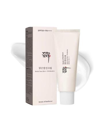 Relief Sun Organic Sunscreen SPF 50+ PA++++ Lightweight Korean UV Protection for Face Rice and Skin-Balancing Probiotics 50 ml / 1.69 fl oz