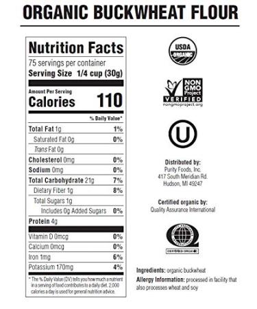 Nature's Legacy Organic Buckwheat Flour 5lb - Premium Quality Gluten-Free Flour - 5 Pound Bag - Buy Online on GoSupps.com