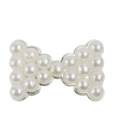 OrangeTag Alloy White Pearl Bow Tie 10 pieces 3D Nail Art Slices DIY Decorations
