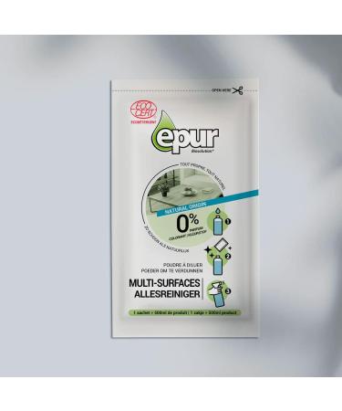 EPUR - Multi-Surface Diluting Powder - Ecological Cleaning - Ecocert Formula 100% Natural - 10 g Powder + 500 ml Water 500 ml of Finished Product 1 x 10 g - Buy Online on GoSupps.com