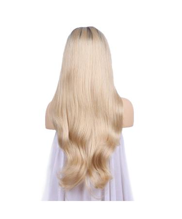 Buy SHIYID Blonde Wig with Dark Roots - Two Tones Long Wavy Front Lace Synthetic Wig for Women | High Temperature Fiber - Buy Online on GoSupps.com