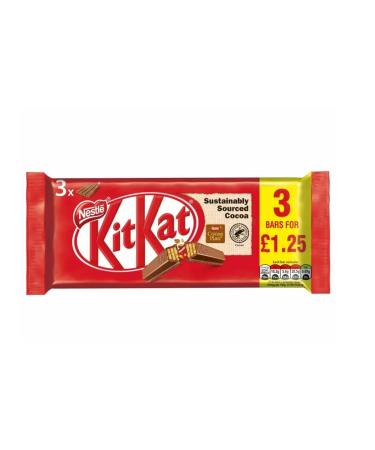 Ellies Jellies Kit Kat 4 Finger Milk Chocolate Bar 3 Pack Multipack 124.5g 1.25 PMP x1