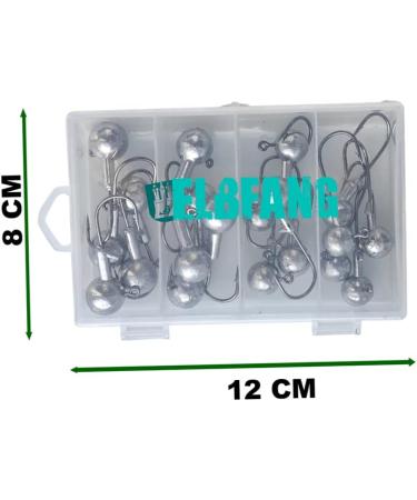 Elbfang Jig Head Set 3/0 | 12g 14g 18g 21g | 20 Jig Hooks | Perfect for Pike & Perch | Premium Rubber Bait Fishing Accessories - Buy Online on GoSupps.com