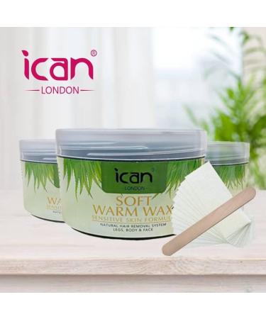 ican London Aloe Vera Warm Wax Kit 500ml for Hair Removal - Face, Legs & Body | Includes 25 Wax Strips & 1 Spatula - Buy Online on GoSupps.com
