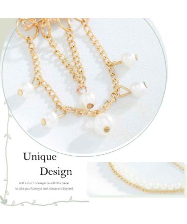 Zoestar Pearl Head Chain Gold Bridal Headpiece Boho Hair Jewelry Wedding Festival Headband for Women and Girls - Buy Online on GoSupps.com