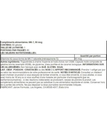 Jarrow Formulas Vitamin K2 MK-7 90mcg - 60 Softgels - Cardiovascular and Bone Support High Absorption - Buy Online on GoSupps.com