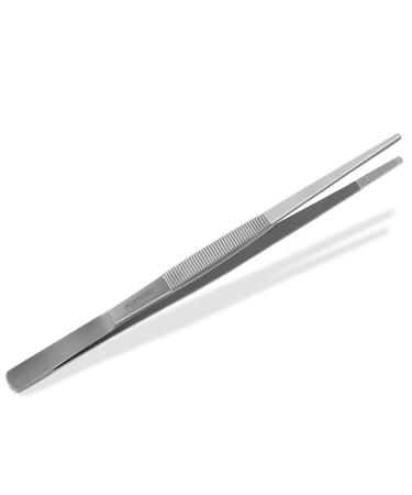Straight tweezers 25 cm with internal teeth stainless steel