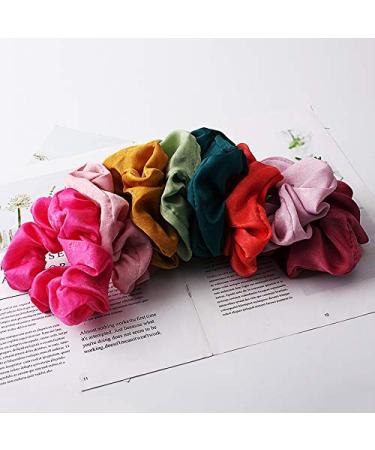 30 Colorful Silk Satin Scrunchies Set | Strong Elastic Ponytail Holders | Traceless Hair Rope Accessories - Buy Online on GoSupps.com