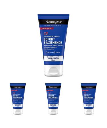 Neutrogena Immediate hand cream (75ml) light & non -fat moisture cream with glycerin + vitamin E in dry cracked hands (pack with 4) 75 ml (4 Pack)