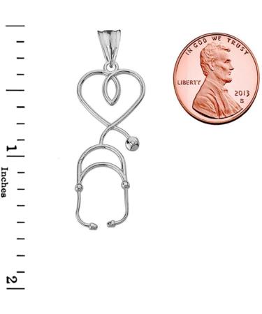 Fine 10k White Gold Heart-Shaped Stethoscope Pendant | International Shipping Available - Buy Online on GoSupps.com