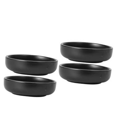 OUNONA 4 Pcs Sauce Dish Vinegar Dish Soy Sauce Plates Dipping Bowls Plates Fruit Black Appetizer Plates Japanese Style Seasoning Dishes Dip Bowl Snack Bowl Ceramics Mini Bowl re-usable 9X9X2.5CMx2pcs Blackx2pcs