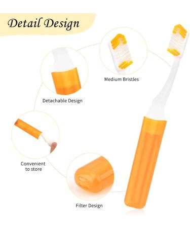 Travel Toothbrush 4 Pack - Mini Soft Folding Toothbrush Set with Case | Portable Travel Size for Camping Hiking & School - Green Blue Orange Pink - Buy Online on GoSupps.com