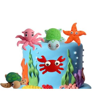 Sea Cake Toppers Set - Under the Sea Birthday Decorations for Kids' Ocean Theme Party - Buy Online on GoSupps.com