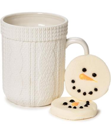 Two's Company Cable Knit Pattern Mug 18 fl oz Ceramic with 6 Snowman Marshmallow Toppers - Buy Online on GoSupps.com