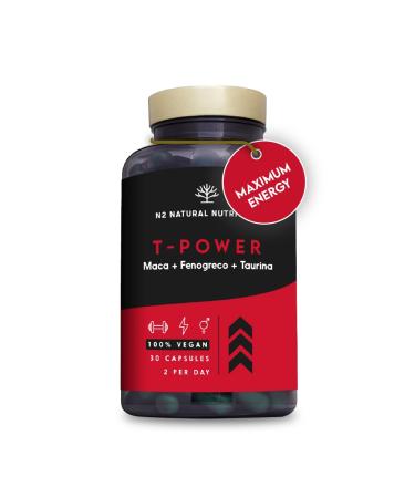 T-Power Natural Supplements for Men. Maca Root Zinc Gingseng Fenugreek L-Taurine Black Pepper. Mood Stimulant + Endurance + Energy. Pre Workout. 30 Capsules. Vegan. N2 Natural Nutrition 30 count (Pack of 1)
