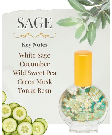 Sage Organic Mini Perfume Spray by Sage- 1/2 oz Vegan & Cruelty-Free Fresh Scent Cucumber White Sage Sweet Pea Sage 1/2 oz Mini Eau de Toilette Spray - Buy Online on GoSupps.com