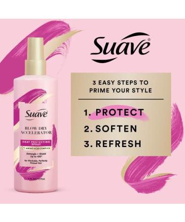 Suave Heat Protection Spray For Hair and Detangler Spray Heat Spray Protection For Hair Up To 450 F 6Oz (Pack of 6) - Buy Online on GoSupps.com