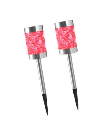 2pcs Solar Ground Plug Light Out Door Decor Outdoor Landscape Lights Garden Night Lights Solar Landscape Light Lawn Flood Lights Solar Stake Lamp Solar Stake Light Solar Lawn Lamp Red 7.8X7.8X37.8CM