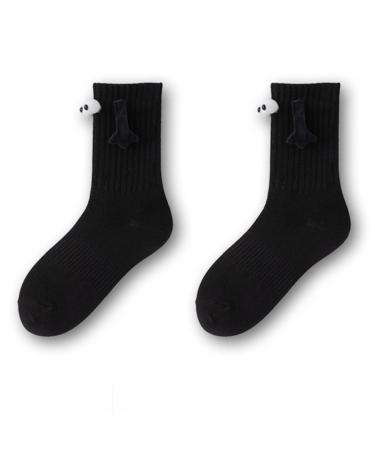 MJGFD funny magnetic suction-3d dolls pair socks sweet dolls couple of socks hand holding hands for couples novelty socks for women and men black 1PC