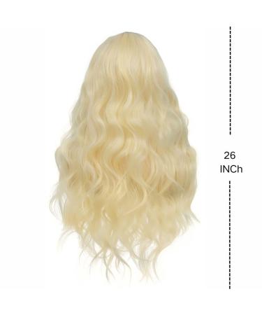 Siudus Blonde Long Curly Wigs for Women - Wavy Side Part Synthetic Heat-Resistant Hair Wig for Daily Cosplay and Halloween Use - Buy Online on GoSupps.com