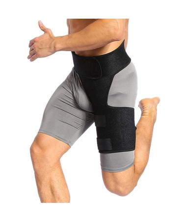 Adjustable Neoprene Grip Support Wrap for Thigh Pain Relief - Pain Wraps for Hips & Thigh Recovery for Men & Women - Black - Buy Online on GoSupps.com
