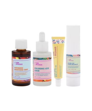 Good Molecules Daily Essentials Set - Niacinamide Toner Hyaluronic Acid Serum Yerba Mate Eye Gel & Silicone-Free Moisturizer - 4-Piece Skincare Collection - Buy Online on GoSupps.com