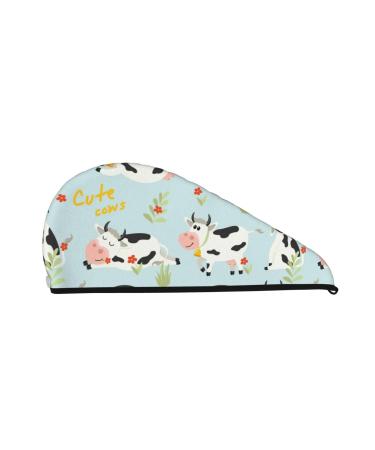 Cute Cows Microfiber Hair Towel Soft Super Absorbent Hair Towel Wrap for Women Coral Velvet Quick Dry Hair Cap for Long Curly and Thick Hair