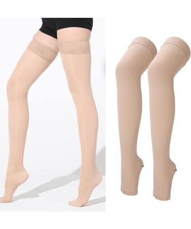 23-32 mmHg Compression Stockings for Men & Women | Open Toe Thigh High Relief Socks | XL for Daily Sports & Sitting | Best Spider Vein Support - Buy Online on GoSupps.com