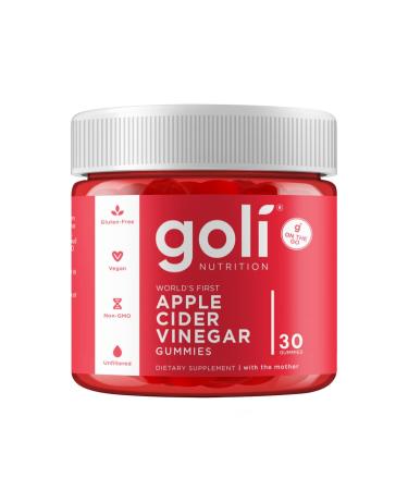 Goli Apple Cider Vinegar Gummy Vitamins - 30 Count - Vitamins B9 & B12 Gelatin-Free Gluten-Free Vegan & Non-GMO