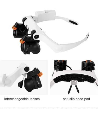 SDADS Headband Magnifier Eye Loupes Eyeglass Style Hands-Free Magnifying Glass Multiple Magnifications with Warm and Cool LED Lights - Buy Online on GoSupps.com