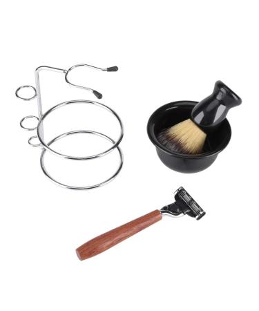 Men's Wet Shaving Kit - 4 Pc Antique Shaving Set with Hair Brush | Perfect Gift for Men - Buy Online on GoSupps.com