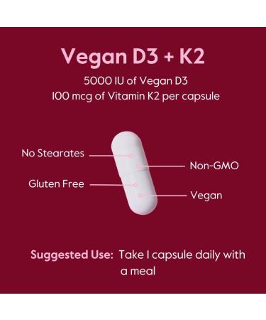 BESTVITE Vegan Vitamin D3 5000 IU + Vitamin K2 100 mcg as MK-7 (120 Vegetarian Capsules) - No Stearates - Vegan - Non GMO - Gluten Free 120 Count (Pack of 1) - Buy Online on GoSupps.com