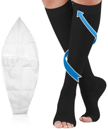 Medical compression stockings women & men 20-30 mmHg professional care for ankles support stockings with gradient compression for varicose veins circulatory promotion -black XL XL black