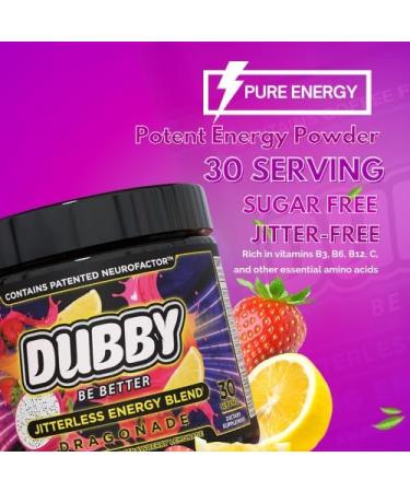 Dubby Gamer Energy Drink Powder - Sugar Free Jitter-Free Nootropic Energy | Dragon Fruit Pink Strawberry Lemonade | 30 Servings - Buy Online on GoSupps.com