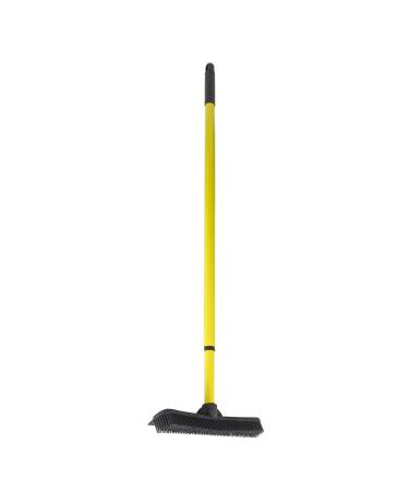 FURemover Pet Hair Remover Carpet Rake - Rubber Broom for Pet Hair Removal Tool with Squeegee & Telescoping Handle Extends from 3-5' Black & Yellow FURemover Broom