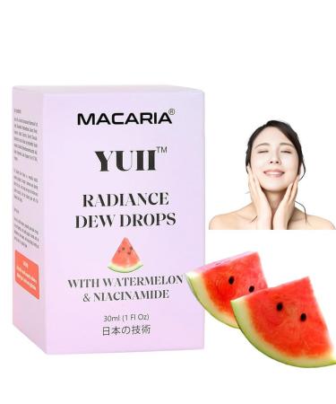 Macaria Herbal YUII Dew Drops Glow Face Serum Moisturizes & Boosts Radiance With Watermelon Hyaluronic Acid Good for Sensitive Skin Cruelty Free Japanese Recipe
