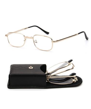 Foldable Reading Glasses for Men and Women Presbyopic Glasses Comfortable and Portable Full-rim Glasses (Color : Gold Size : 2.5) 2.5 Gold
