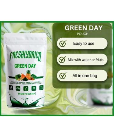 Green Day Powder- Supports Boosting Your Energy from The Start of The Day - Ceylon Cinnamon Ginger Pineapple Carrot Parsley Celery Spirulina - Vegan Friendly - 17 Servings -6 Ounces - Buy Online on GoSupps.com