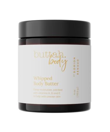 Buttah Skin by Dorion Renaud Whipped Body Butter 4oz - 100% All Natural & Organic (Hard in Jar) Pure Whipped Virgin Raw African Shea Butter - Moisturizer for Melanin Rich Skin - Black Owned Skincare