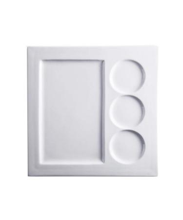 Plate Creative Ceramic Western Dish Steak Plate Breakfast Plate Grid Plate Square Plate Flat Plate Square Plate Gift Plate Kitchenware 28.5*28.5*1.6cm White