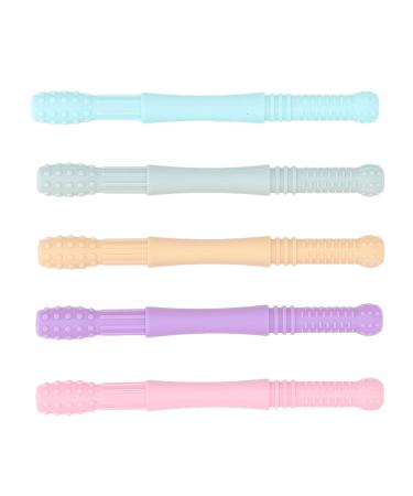Hollow Teething Sticks Silicone 5-Piece Set for Toddlers - Reduce Anxiety & Stress, Teeth Grinding Relief - Perfect for PDD - Style 2 - Buy Online on GoSupps.com