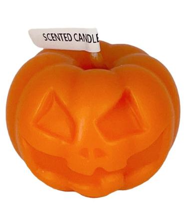 2 Halloween Pumpkin Candles Scary face Pumpkin Head Shape Creative Aromatherapy Candles (Square Eye Yellow)
