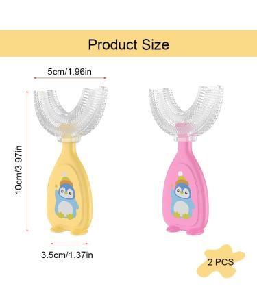 Children's U-Shaped Toothbrush - All-Round Manual Silicone Brush in Pink & Yellow | Ideal for Whole Mouth Cleaning - Buy Online on GoSupps.com